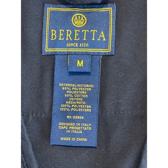 Beretta Full Zip Mesh Shooting Vest Men Medium Navy With Red Trim - Picture 3 of 9